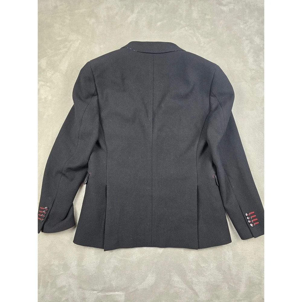 7 Downie St Sport Coat Mens 38R Black Skull Lining Textured Two Button Blazer